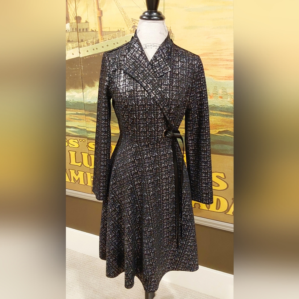 JOSEPH RIBKOFF BLACK SHIMMER COAT/COAT DRESS SZ 10